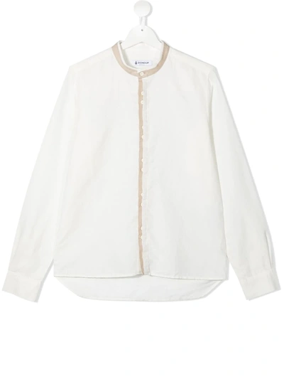 Dondup Teen Collarless Longsleeved Shirt In White