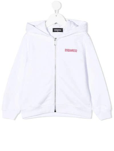 Dsquared2 White D2kids Icon Full Zip Hoodie