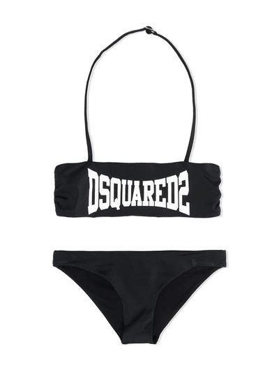 Dsquared2 Kids' Two-piece Swimsuit With Print In Black