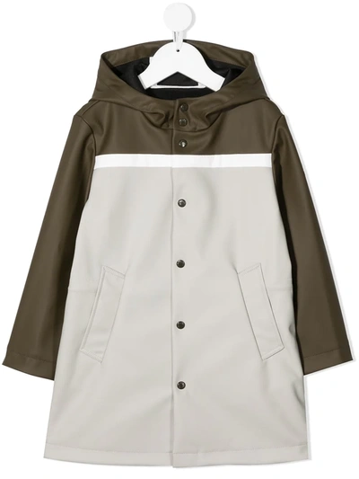 Moncler Teen Tricolour-block Hooded-raincoat In Neutrals