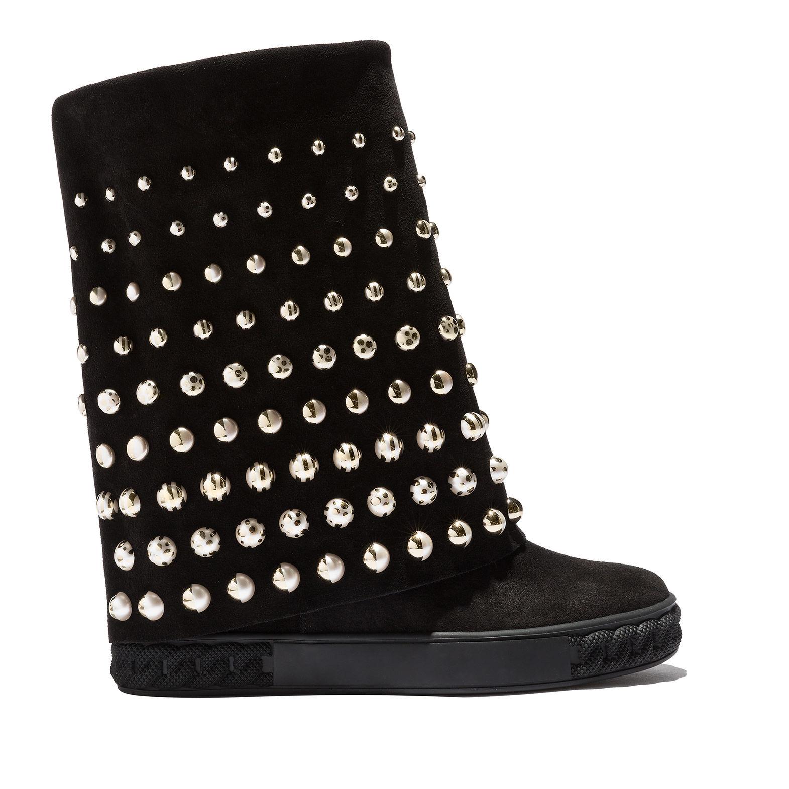 Casadei Suede Chaucer Wedge Boots 80 In Black | ModeSens