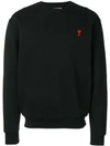 Ami Alexandre Mattiussi Crew Neck Sweatshirt With Red Ami De Coeur Patch In Black