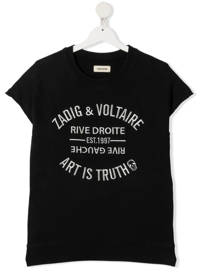 Zadig & Voltaire Kids' Logo-print Short-sleeved T-shirt In Black