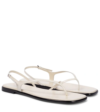 The Row Constance Leather Flat Slingback Sandals In White The Row Constance Leather Flat Slingback Sandals In White