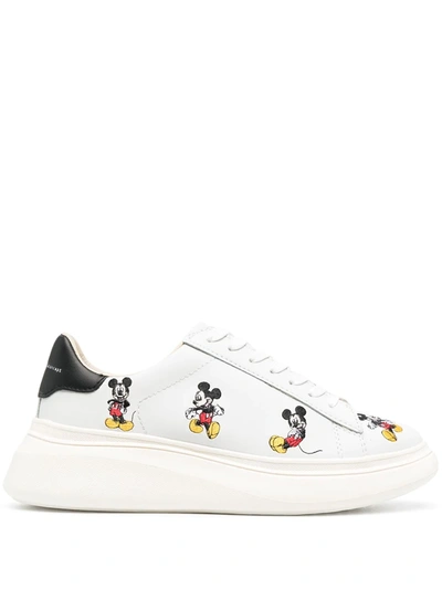 Moa Master Of Arts Moa Sneakers In Leather With Disney Embroidery In White