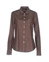 Band Of Outsiders Solid Color Shirts & Blouses In Dark Brown