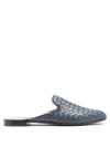 Bottega Veneta Fiandra Intrecciato Leather Slipper Shoes In Blue