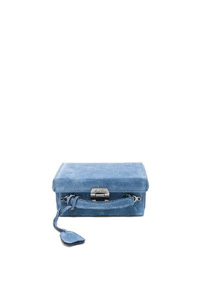 Mark Cross Grace Small Suede Box Bag In Blue