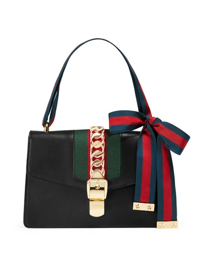 Gucci Sylvie Small Chain-embellished Leather Shoulder Bag