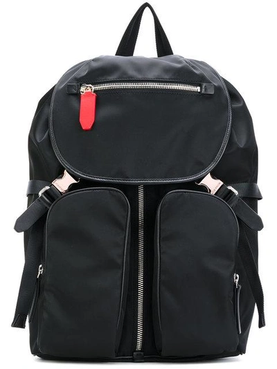 Neil Barrett Nylon Backpack W/ Leather Details In Black