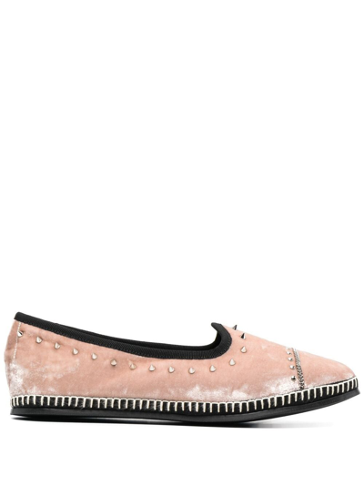 Giuseppe Zanotti Otium Velvet Loafers In Powder