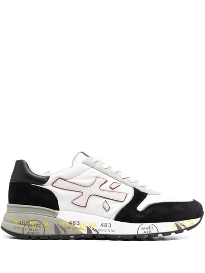 Premiata Mick Sneakers In Black Suede And Fabric In White