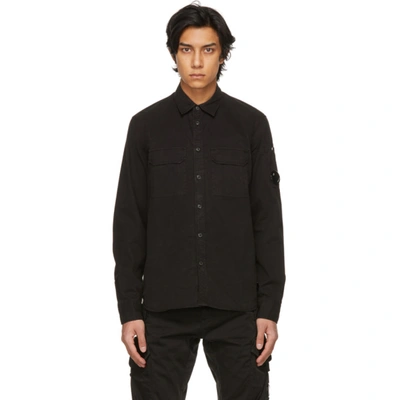 C.p. Company Black Gabardine Garment-dyed Shirt In 999 Black