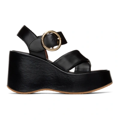 See By Chloé Lyna Leather Platform Wedge Sandals In Black