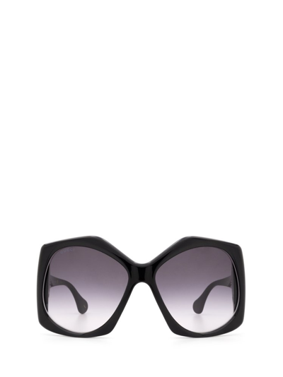 Gucci Eyewear Heptagon Frame Sunglasses In Black