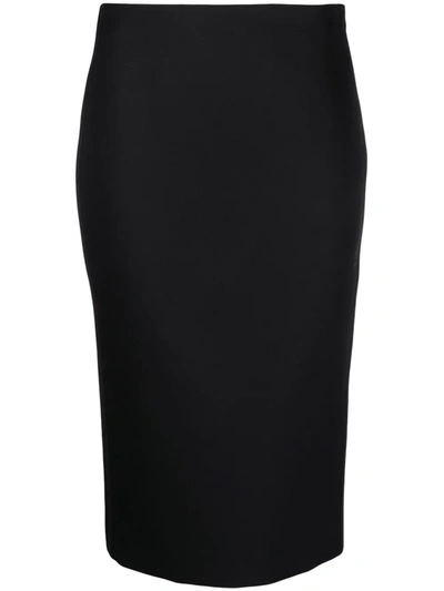 Fendi Wool And Silk-blend Pencil Skirt In Black
