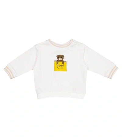 Fendi Baby Logo Stretch-cotton Sweatshirt In Gesso