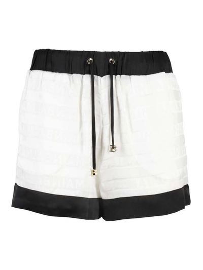 Balmain Fabric Shorts In White And Black