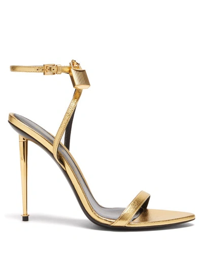 Tom Ford Naked 105 Metallic-leather Heeled Sandals In Silver