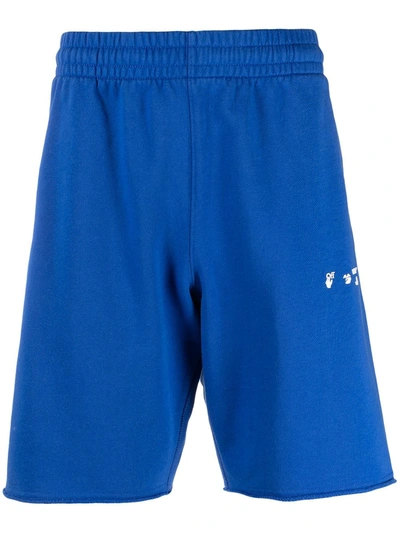 Off-white Men's Diagonal Logo-print Sweat Shorts In Blue White