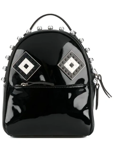 Les Petits Joueurs Baby Mick Mask Patent Leather Backpack In Black