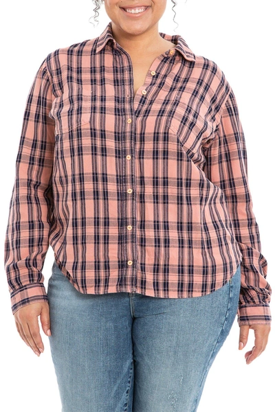 Slink Jeans Plaid Western Shirt In Orange