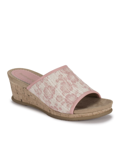 Baretraps Flossey Platform Slide Wedge Sandals Women's Shoes In Natural,coral Flower