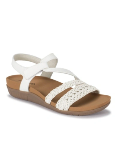 Baretraps Jalen Womens Faux Leather Ankle Strap Footbed Sandals In White
