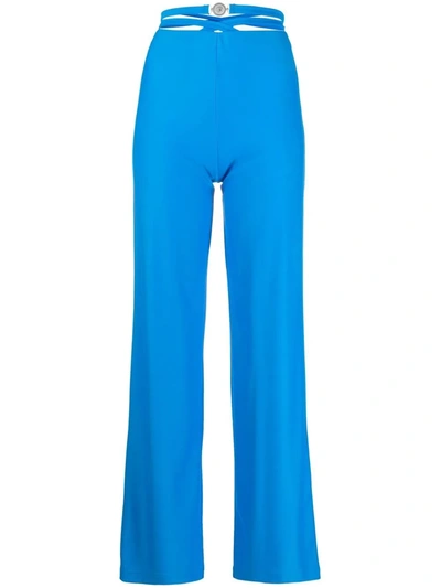 Marine Serre Wrap-belt Straight Leg Trousers In Blue