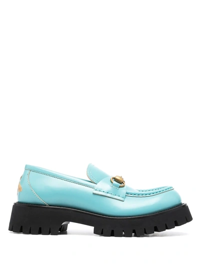 Gucci Horsebit Lug-sole Loafers In Blue