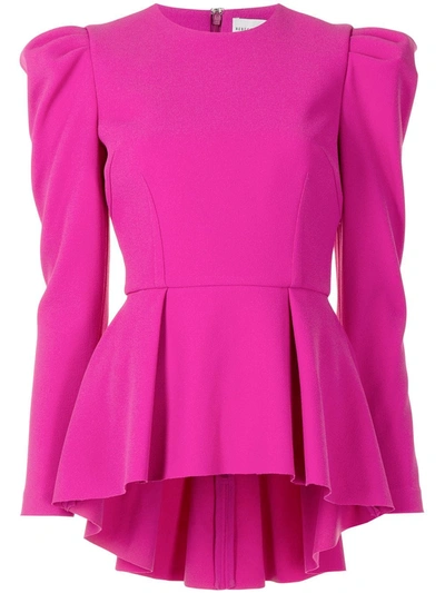 Rebecca Vallance Amina Puff-sleeve Peplum Top In Pink