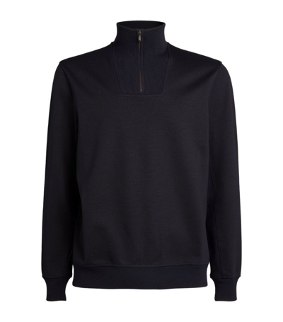 Loro Piana Virgin Wool-blend Half-zip Sweater In Blue