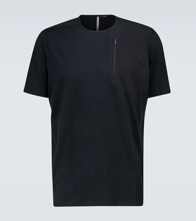 Veilance Zip-detailed Short-sleeved T-shirt In Black