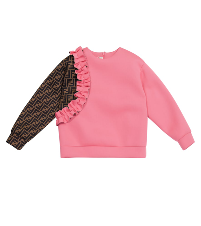 Fendi Kids' Contrasting Monogram Sleeve Sweatshirt In Rosa