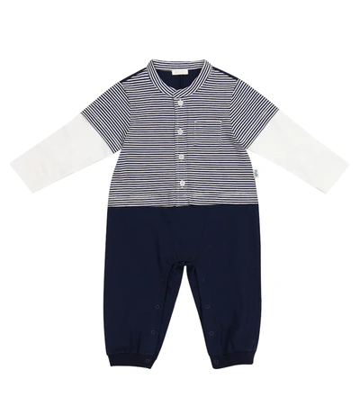 Il Gufo Baby Striped Cotton Jersey Onesie In Blue