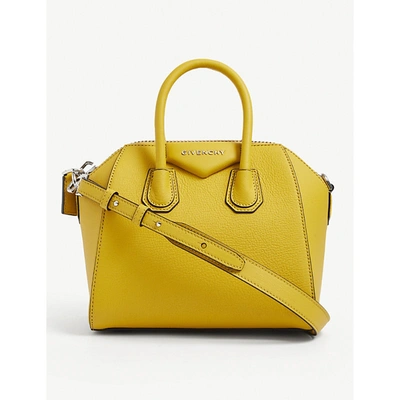 Givenchy Antigona Mini Mustard Leather Top Handle Bag In 701 Dark Yellow