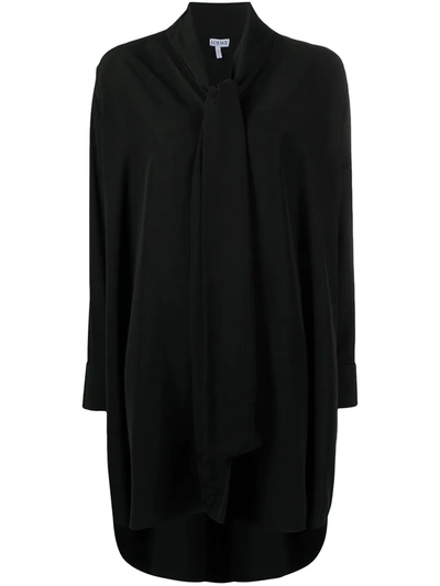 Loewe Black Logo-embroidered Silk Dress