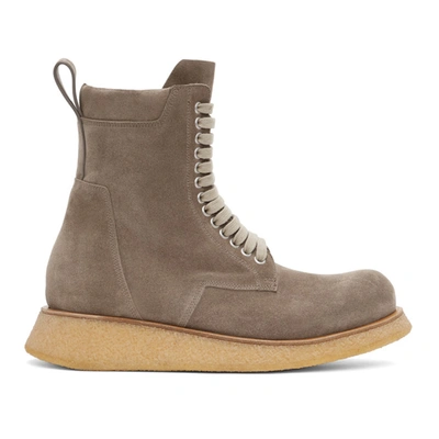 Rick Owens Stivali Taupe Suede Ankle Boots In Dust | ModeSens