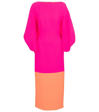 Roksanda Garance Bi-colour Wool-crepe Midi Dress In Pink
