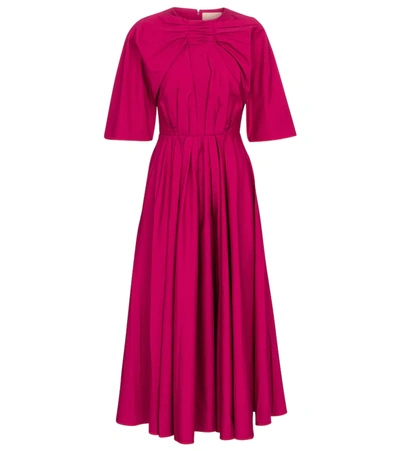Roksanda Stella Pleated Cotton-poplin Midi Dress In Pink