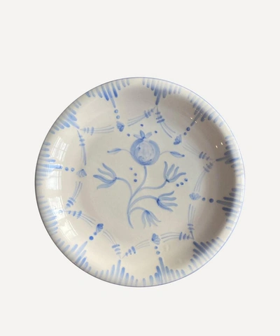 Vaisselle Eat Me Floral Dinner Plate In White Baby Blue