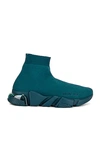 Balenciaga Women's Speed Clear Sole Knit High Top Sneakers In Full Dark Green