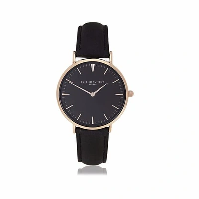 Elie Beaumont Oxford Small Black Nappa Leather Black Dial