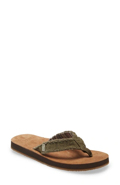 Sanuk Fraid Not Flip Flop In Dark Olive