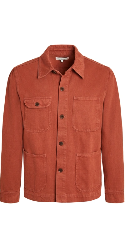 Alex Mill Garment-dyed Cotton-twill Chore Jacket In Red Clay