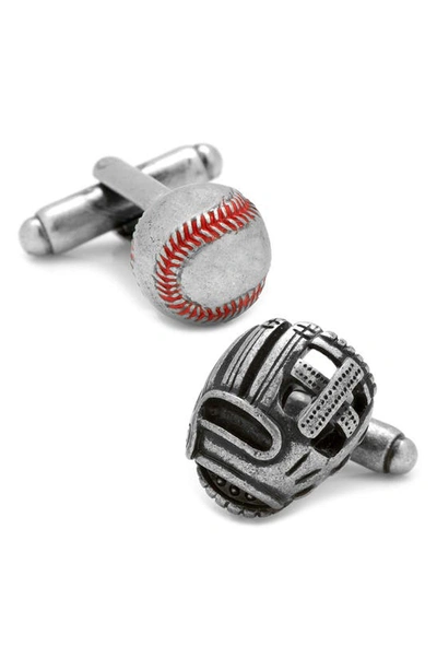 Cufflinks, Inc Baseball & Glove Cuff Links In Silver