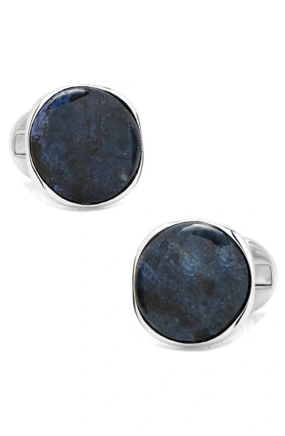 Cufflinks, Inc Stone Inlay Round Cuff Links In Blue Marble