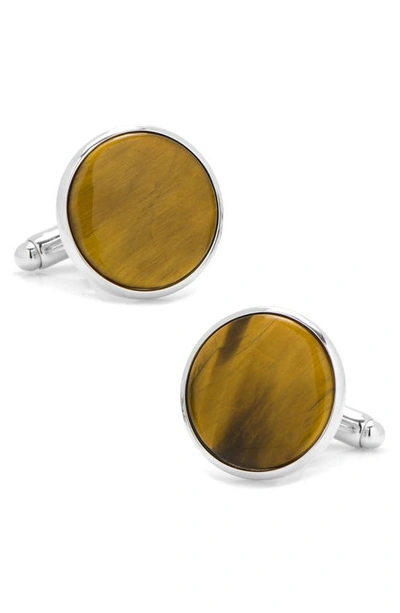 Cufflinks, Inc Tiger's Eye Cuff Links In Silver And Tigers Eye