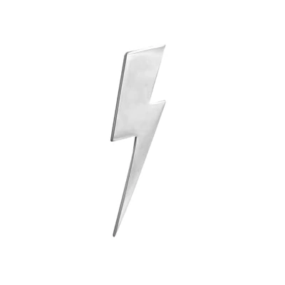 Edge Only Flat Top Lightning Bolt Lapel Pin Silver