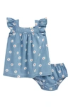 Tucker + Tate Babies' Print Chambray Dress In Blue Chambray Daisy